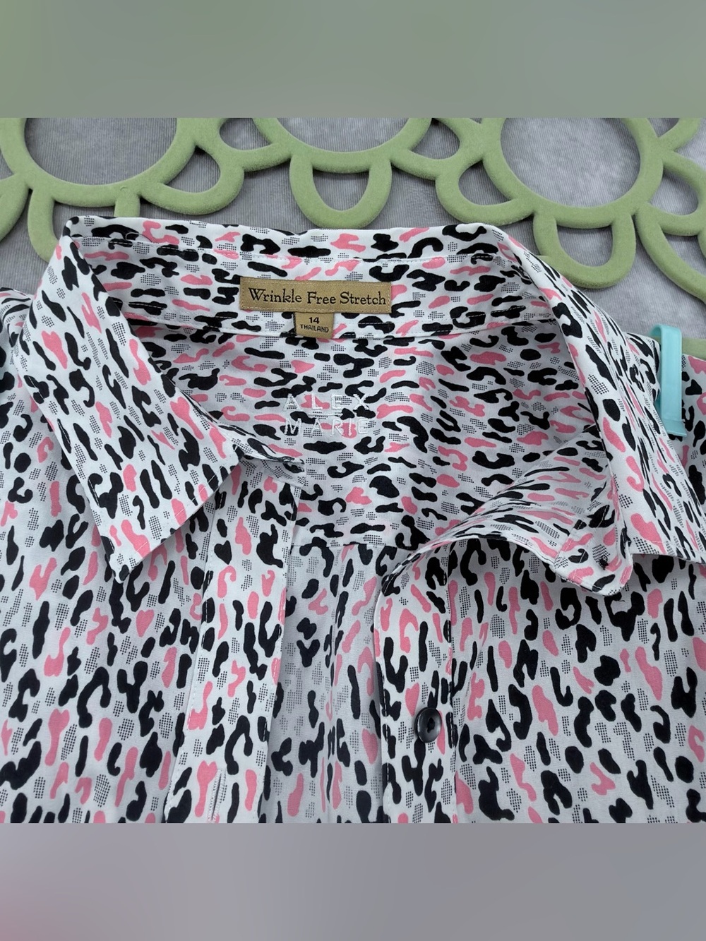 Alex Marie Pink and Black Leopard-Print Button-Down Blouse - Picture 5 of 9
